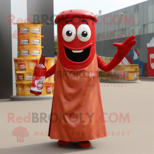 Rust Bottle Of Ketchup mascot costume character dressed with a Tank Top and Scarf clips