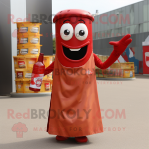 Rust Bottle Of Ketchup mascot costume character dressed with a Tank Top and Scarf clips