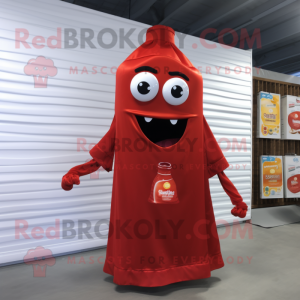 Rust Bottle Of Ketchup mascot costume character dressed with a Tank Top and Scarf clips