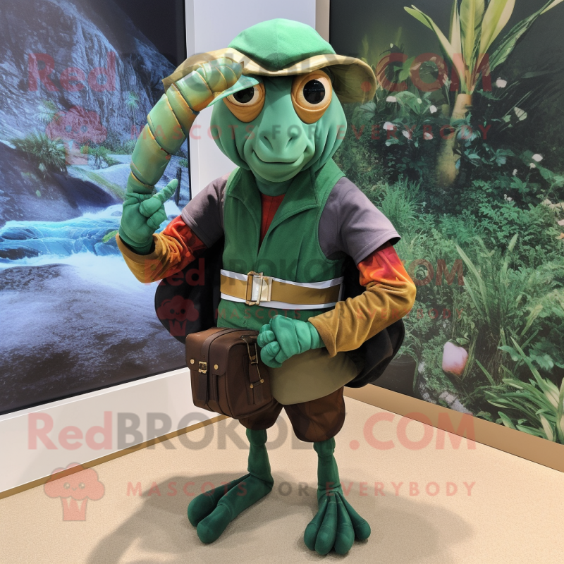 Personaje de disfraz de mascota de cangrejo ermitaño verde bosque vestido  con un mono y bolsos - Disfraces de mascotas -  Tamaño L  (175-180 CM)