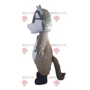 Gray and white wolf mascot with glasses - Redbrokoly.com