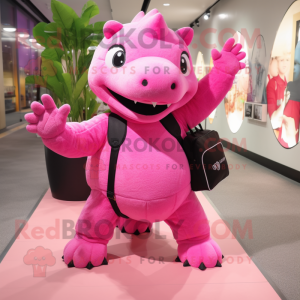 Pink Ankylosaurus maskot...