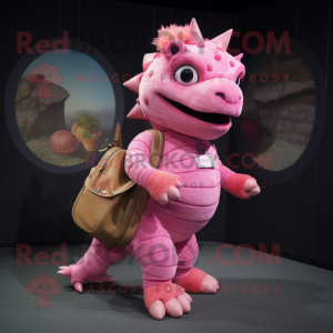 Pink Ankylosaurus maskot...