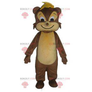 Mascote esquilo roedor marrom e bege muito sorridente -