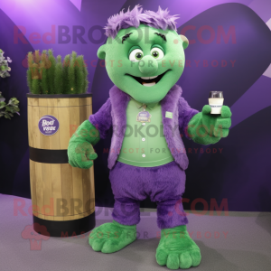 Lila grön öl maskot kostym...