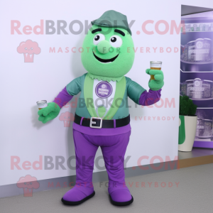 Lila grön öl maskot kostym...