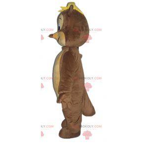 Very smiling brown and beige rodent squirrel mascot -