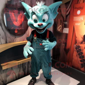 Teal Vampire maskot kostume...