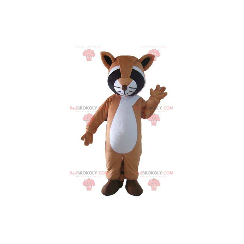 Raccoon maskot tricolor brun svart og hvit - Redbrokoly.com