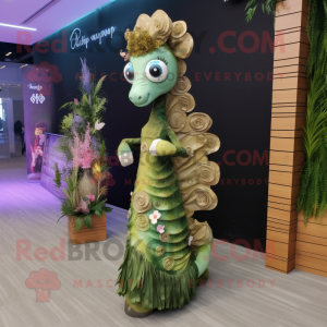 Olive Seahorse maskot drakt...