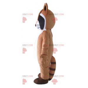 Mascota mapache tricolor marrón blanco y negro - Redbrokoly.com