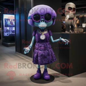 Purple Skull maskot kostume...