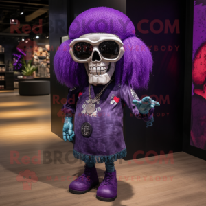 Purple Skull maskot kostym...