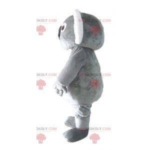 Mascotte de koala gris et blanc dodu doux et drôle -