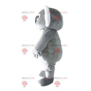Mascotte koala grigio e bianco paffuto morbido e divertente -