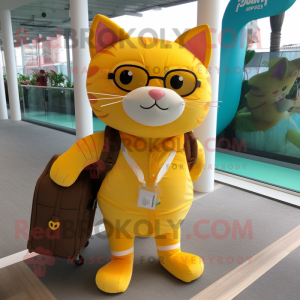 Yellow Cat maskot drakt...