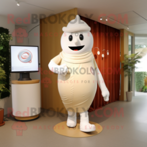Cream Pendant mascot costume character dressed with a Polo Tee and Wraps