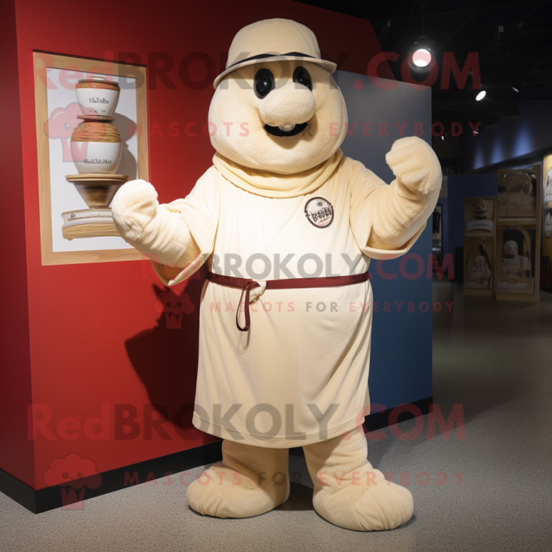Cream Pendant mascot costume character dressed with a Polo Tee and Wraps Cream Pendant mascot costume character dressed with a Polo Tee and Wraps