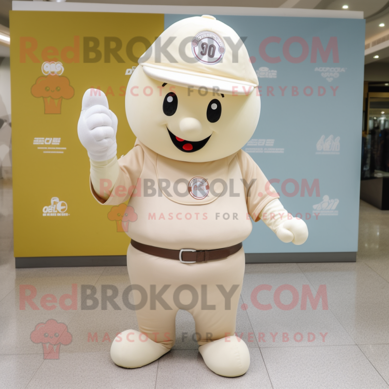 Cream Pendant mascot costume character dressed with a Polo Tee and Wraps Cream Pendant mascot costume character dressed with a Polo Tee and Wraps