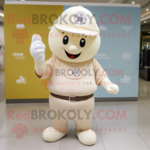 Cream Pendant mascot costume character dressed with a Polo Tee and Wraps