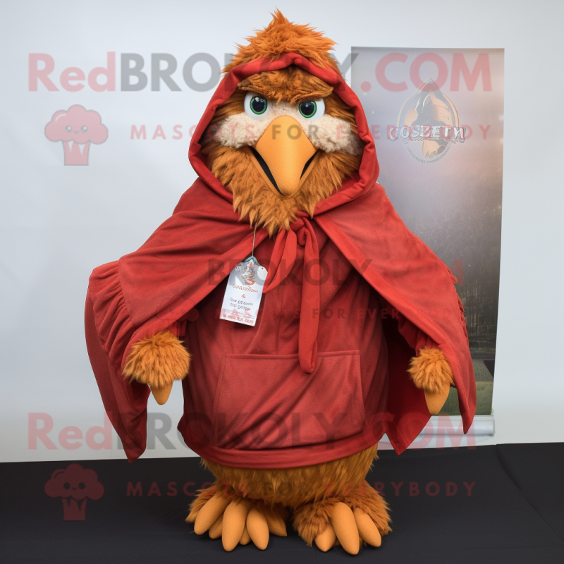 Rust Chicken Parmesan mascot costume character dressed with a Parka and Shawls