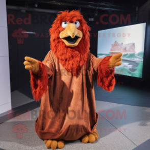 Rust Chicken Parmesan mascot costume character dressed with a Parka and Shawls