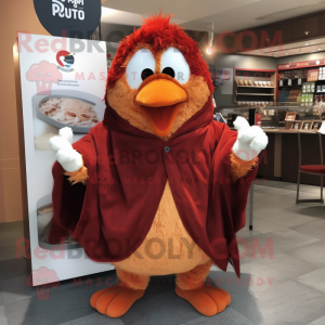 Rust Chicken Parmesan mascot costume character dressed with a Parka and Shawls