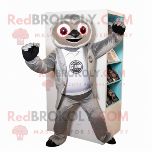 Silver Sloth maskot kostume...