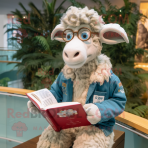 nan Ram mascot costume character dressed with a Button-Up Shirt and Reading glasses