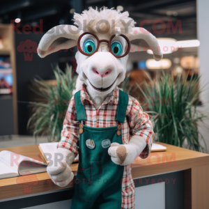 nan Ram mascot costume character dressed with a Button-Up Shirt and Reading glasses