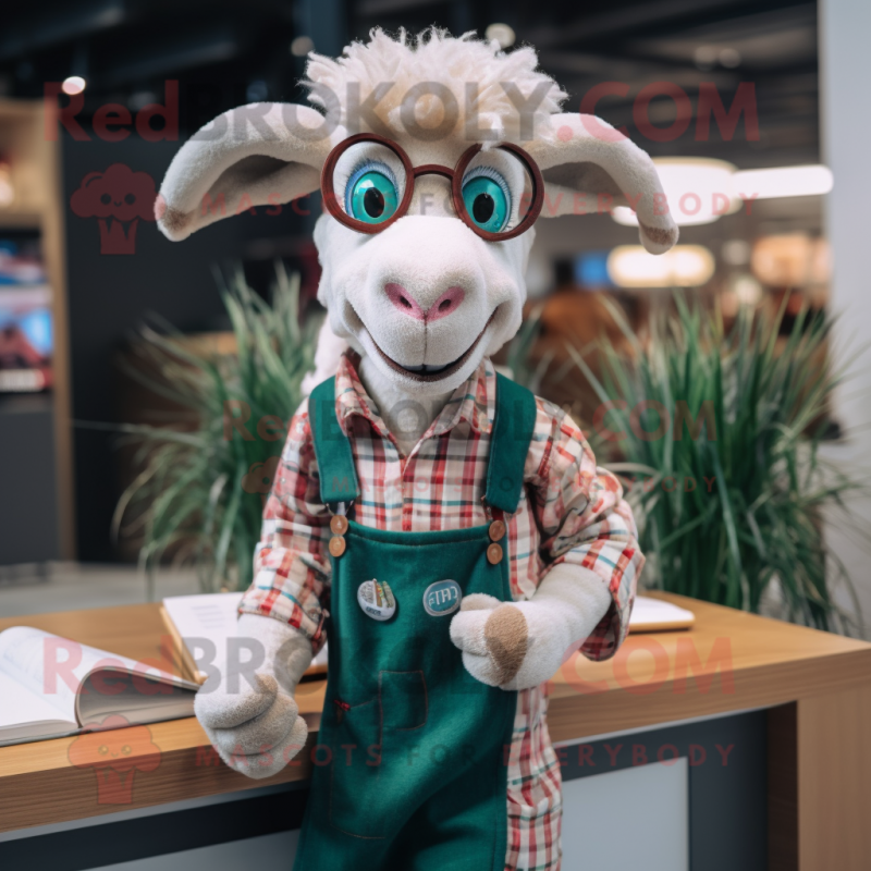 nan Ram mascot costume character dressed with a Button-Up Shirt and Reading glasses nan Ram mascot costume character dressed with a Button-Up Shirt and Reading glasses