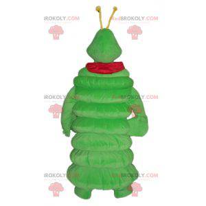 Mascot giant green caterpillar with a red scarf - Redbrokoly.com