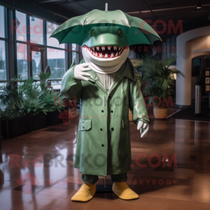 Groene Megalodon mascotte...