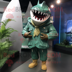 Groene Megalodon mascotte...