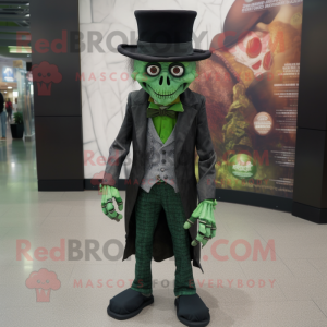 Forest Green Undead mascot costume character dressed with a Waistcoat and Hat pins