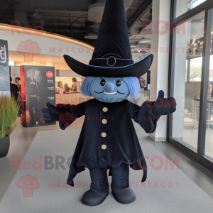 Navy Witch'S Hat mascot costume character dressed with a Bootcut Jeans and Headbands