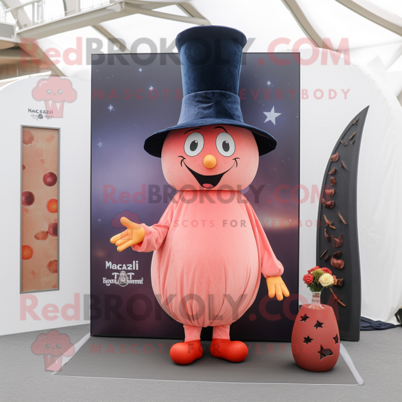 Peach Magician mascot costume character dressed with a Flare Jeans and Berets