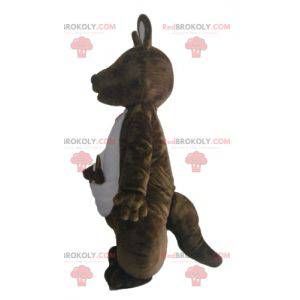 Mascota canguro marrón y blanco con su bebé - Redbrokoly.com