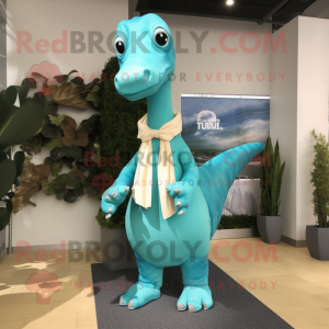 Cyan Brachiosaurus maskot...