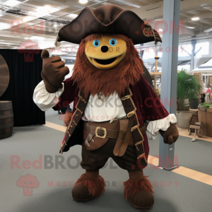 Brown Pirate mascot costume character dressed with a Capri Pants and Wraps