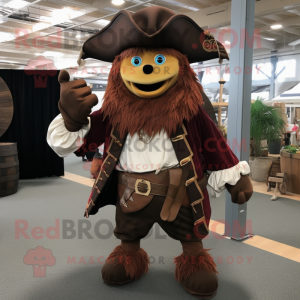 Brun Pirat maskot kostume...