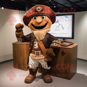 Brown Pirate mascot costume character dressed with a Capri Pants and Wraps