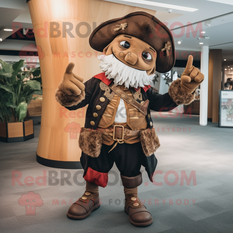 Brown Pirate mascot costume character dressed with a Capri Pants and Wraps Brown Pirate mascot costume character dressed with a Capri Pants and Wraps