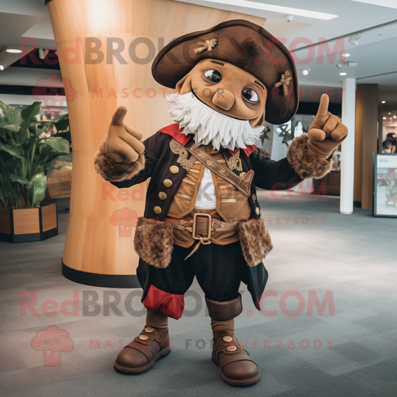 Brown Pirate mascot costume character dressed with a Capri Pants and Wraps