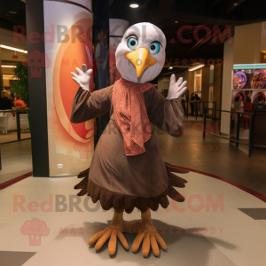 Brown Turkey mascot costume character dressed with a Mini Skirt and Shawls