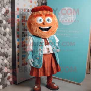 Rust Candy mascot costume character dressed with a Blouse and Lapel pins