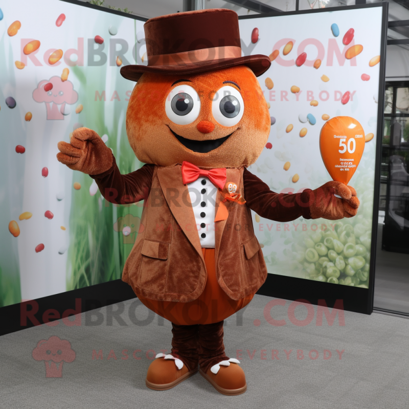 Rust Candy mascot costume character dressed with a Blouse and Lapel pins