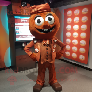 Rust Candy mascot costume character dressed with a Blouse and Lapel pins