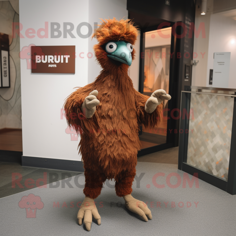 Rust Emu mascot costume character dressed with a Bodysuit and Foot pads Rust Emu mascot costume character dressed with a Bodysuit and Foot pads