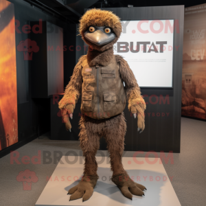 Rust Emu mascot costume character dressed with a Bodysuit and Foot pads